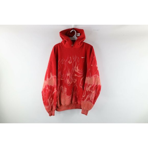 Vintage Nike Mens Large Travis Scott Mini Swoosh Fire Flames Hoodie Sweatshirt